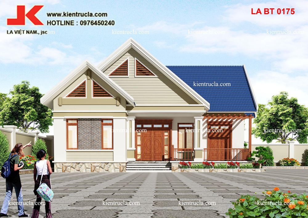 nhà vườn 1 tầng 4 phòng ngủ góc 1