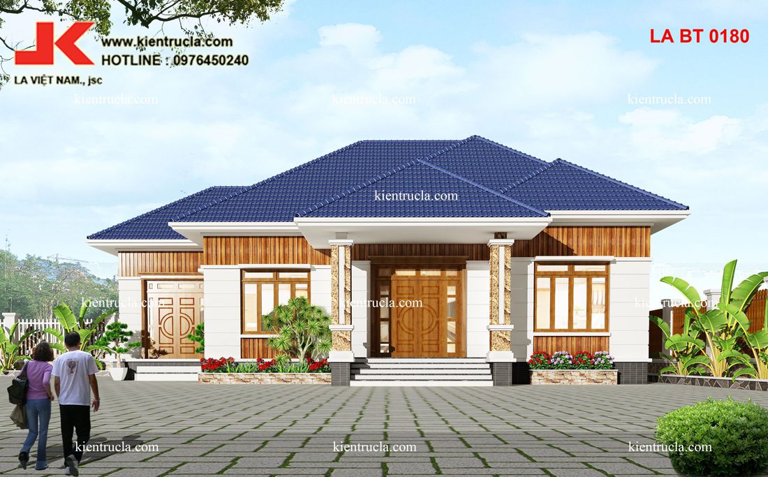 nhà vườn 1 tầng mái thái góc
