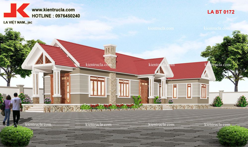 nhà vườn 1 tầng chữ l