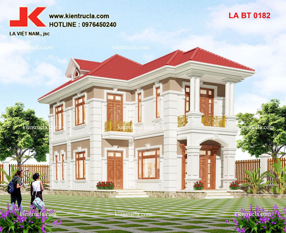 biệt thự 2 tầng chữ l tân cổ điển