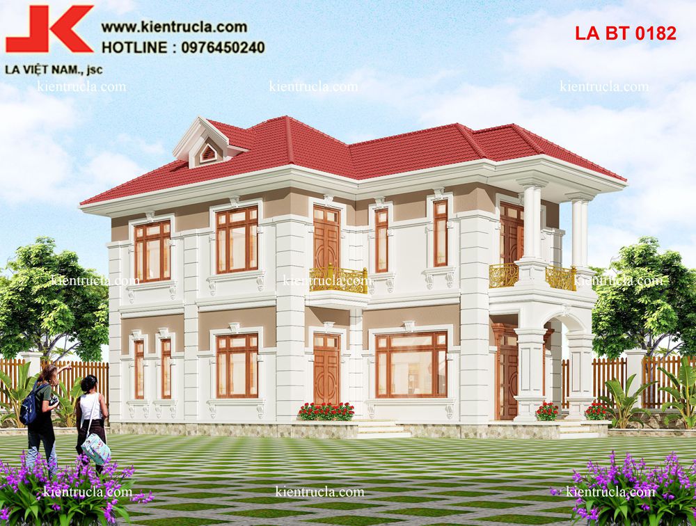 biệt thự 2 tầng chữ l tân cổ điển đẹp