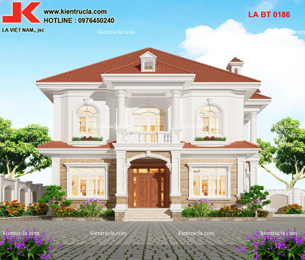 biệt thự 2 tầng tân cổ điển mái thái góc 1