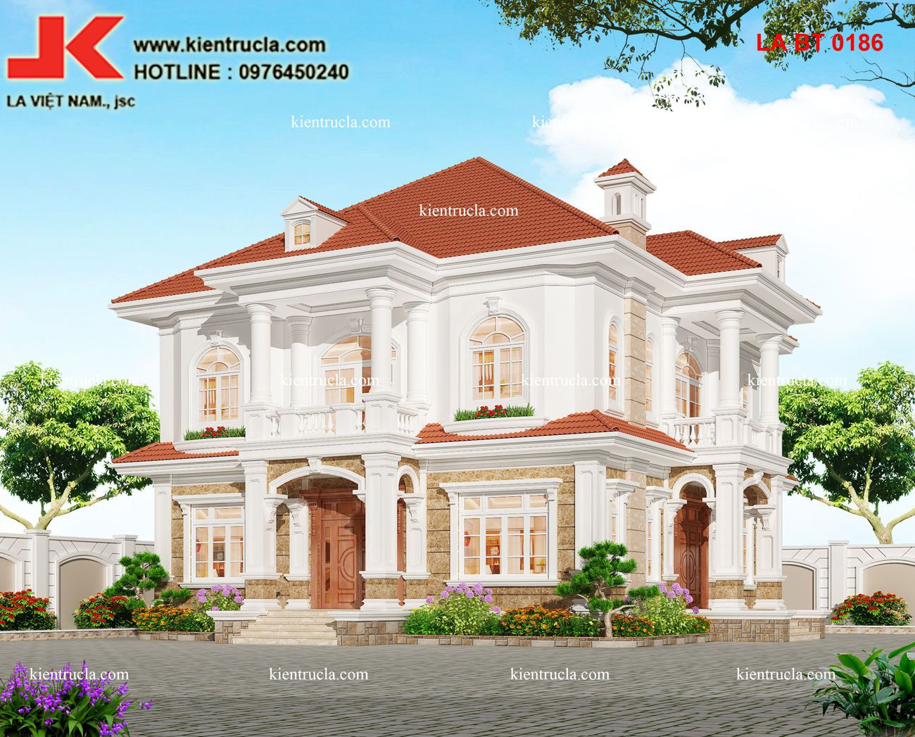 biệt thự 2 tầng tân cổ điển mái thái góc 2