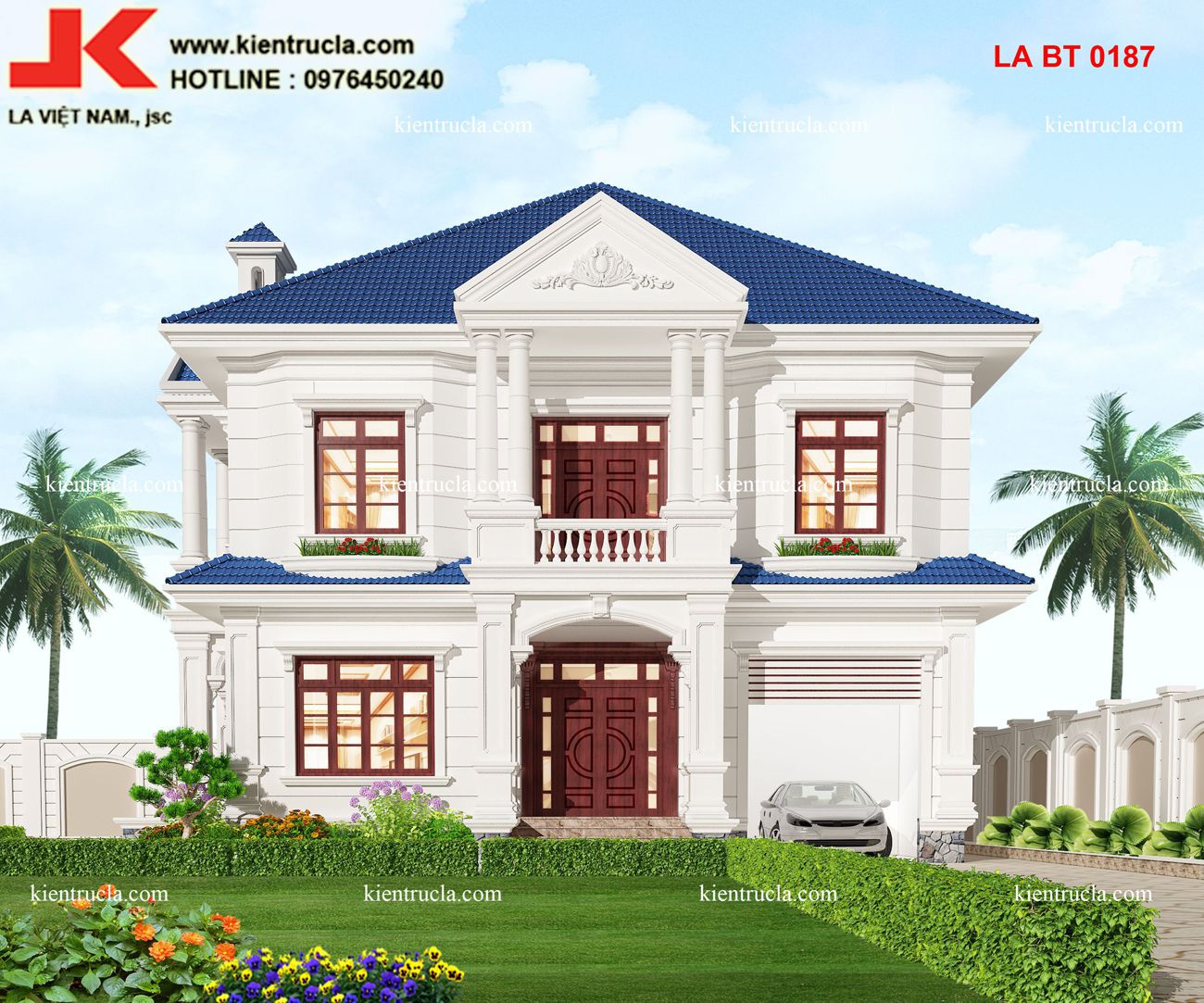 biệt thự 2 tầng tân cổ điển mái thai góc 1