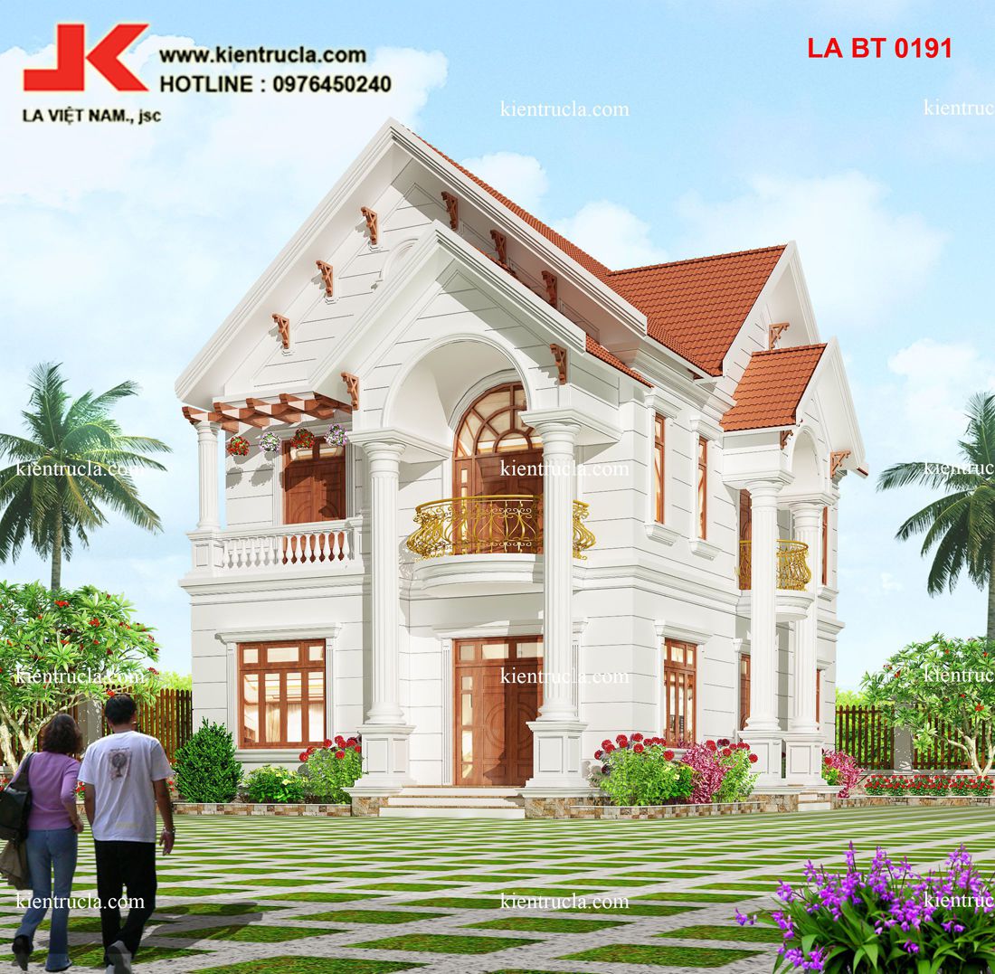 biệt thự 2 tầng pháp cổ góc 3