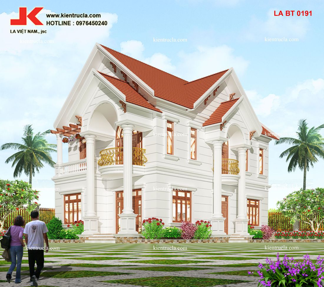biệt thự 2 tầng pháp cổ góc 2
