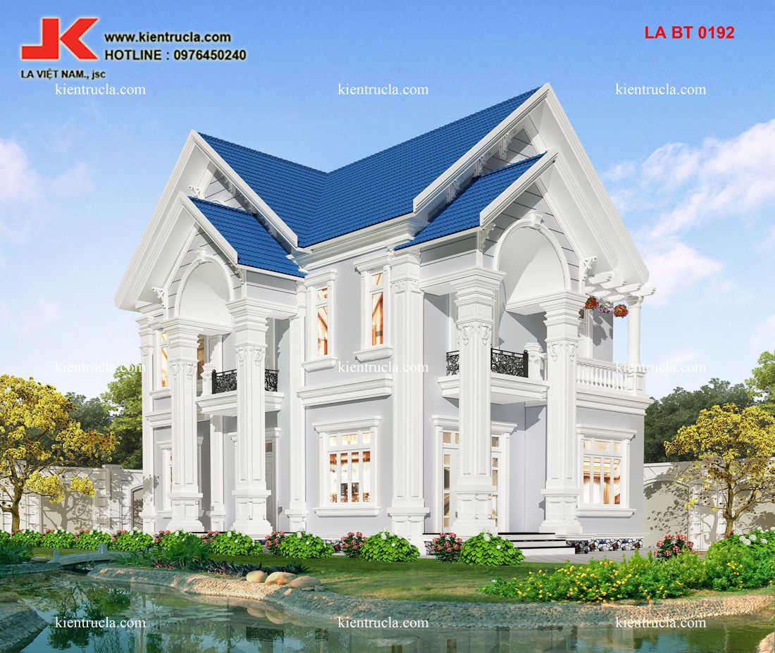 biệt thự 2 tầng pháp cổ góc 1