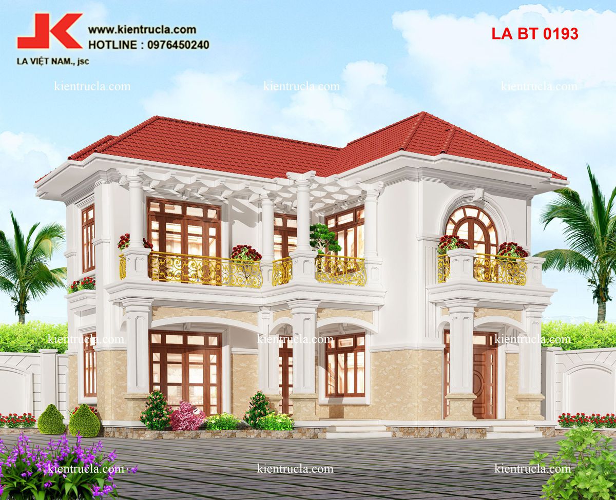biệt thự 2 tầng kiểu pháp chữ l