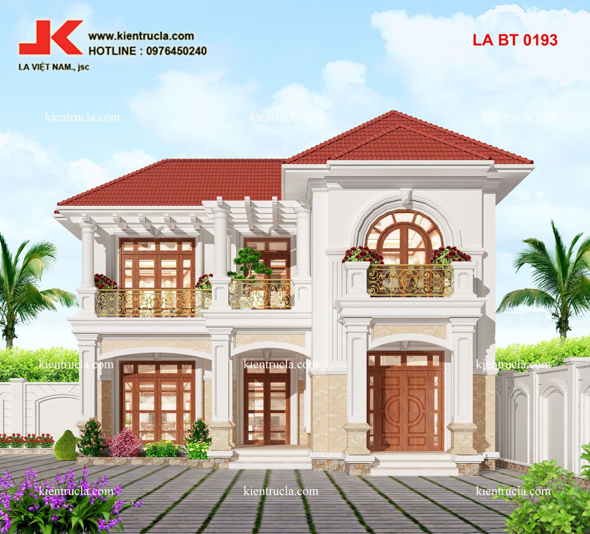 biệt thự 2 tầng kiểu pháp chữ l 1