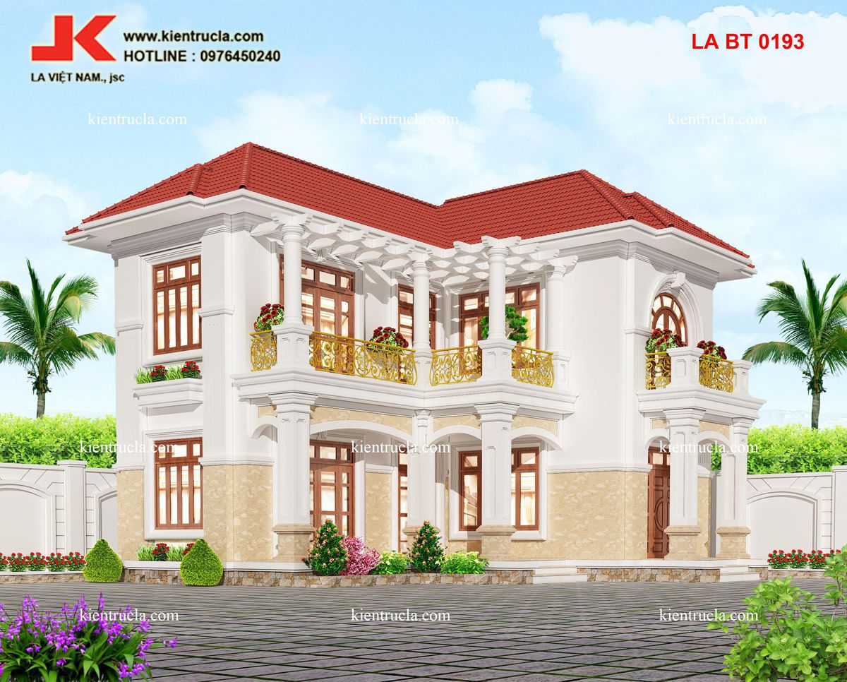 biệt thự 2 tầng kiểu pháp chữ l góc 2