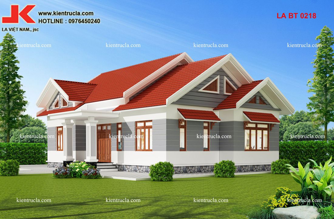 nhà vườn 1 tầng 4 phòng ngủ góc 3